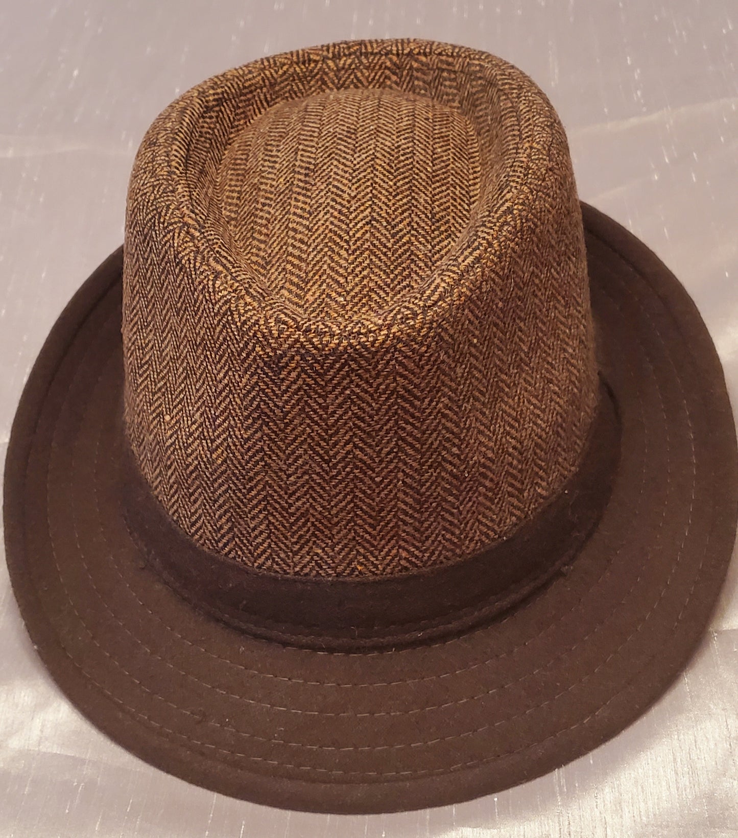 Brown Men's Fedora w/Trim - Brim 1.75"