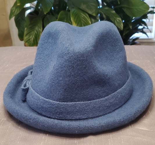 Blue Women's Soft Wool Fedora, Brim 1.5"