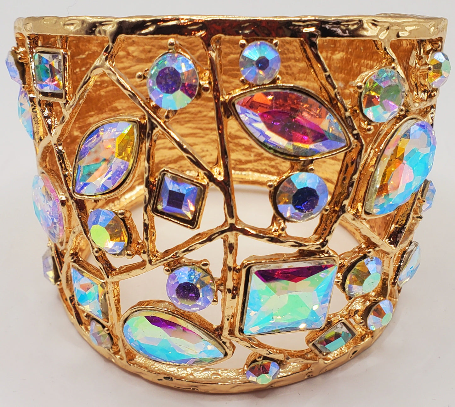 Multi Stone Embellished Hinged Bracelet
