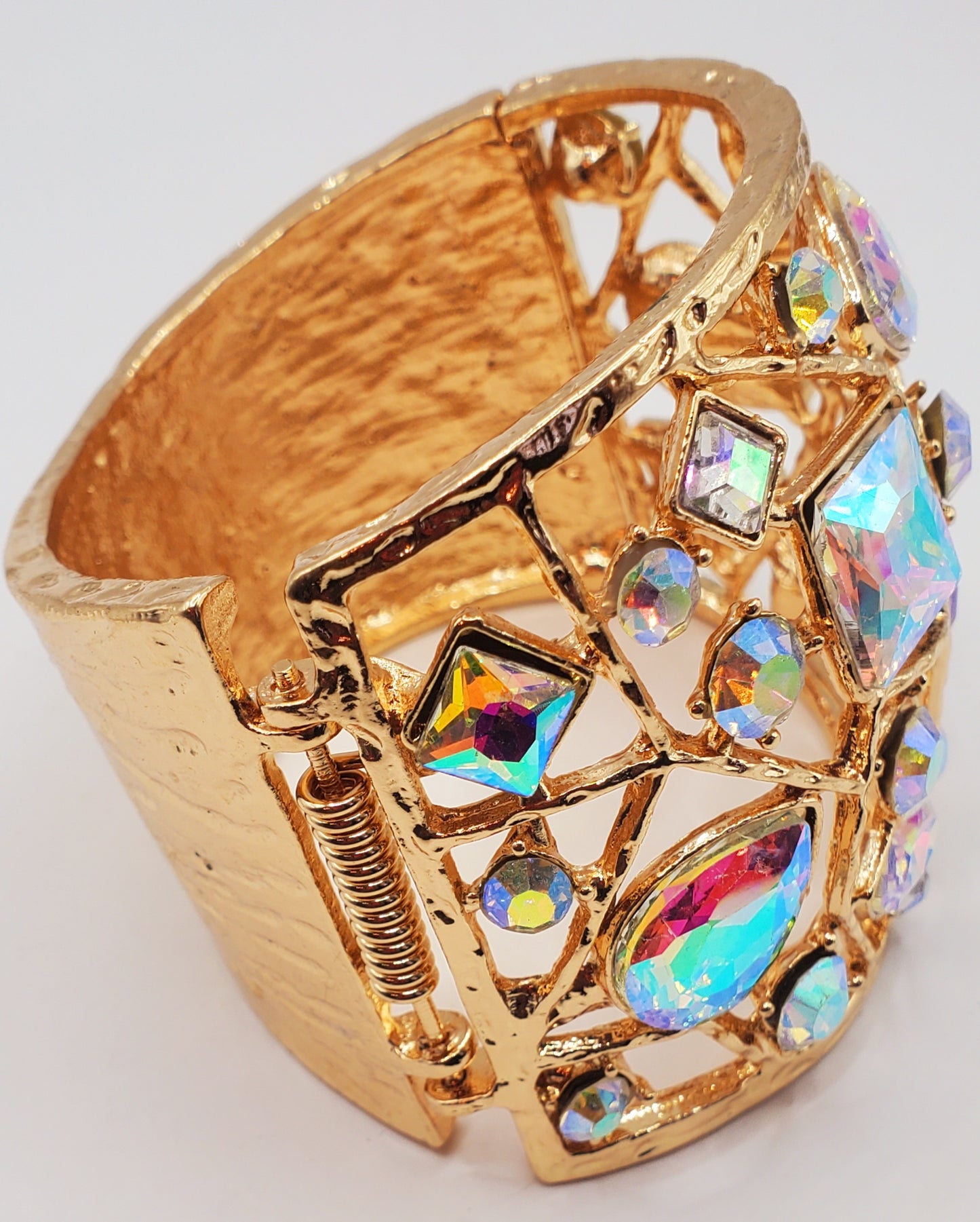 Multi Stone Embellished Hinged Bracelet
