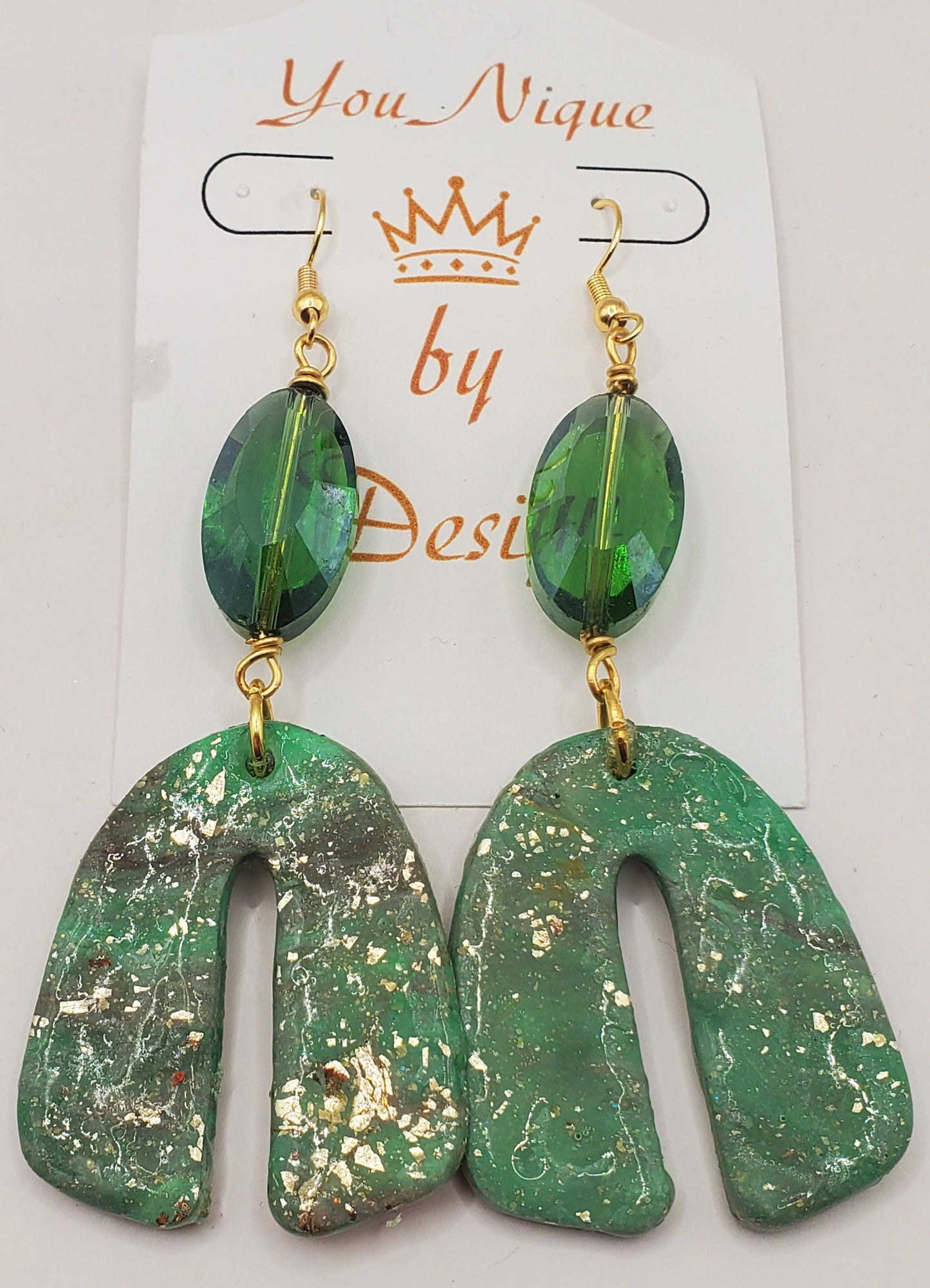 Emerald and Mint Green Arch Earrings