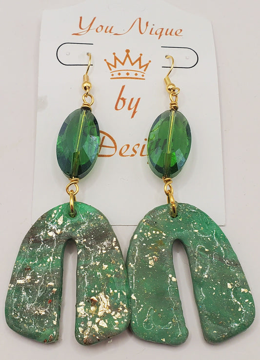 Emerald and Mint Green Arch Earrings