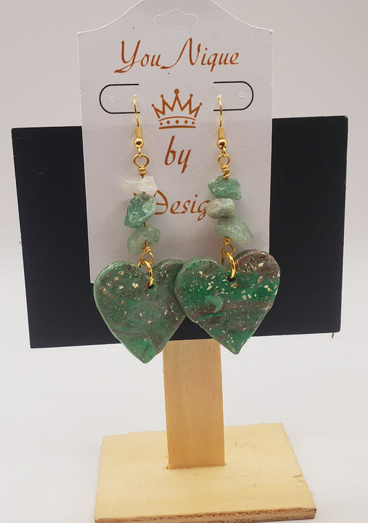 Mint Green Heart Earrings