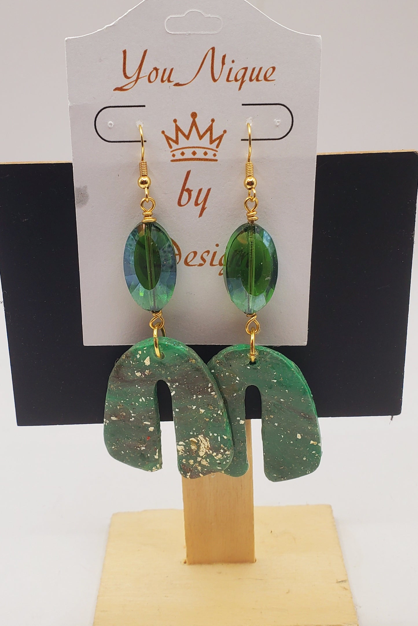 Emerald and Mint Green Arch Earrings
