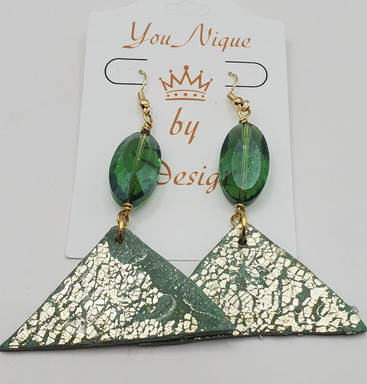 Geo Shaped Pyramid Luxe Mint Green Earrings