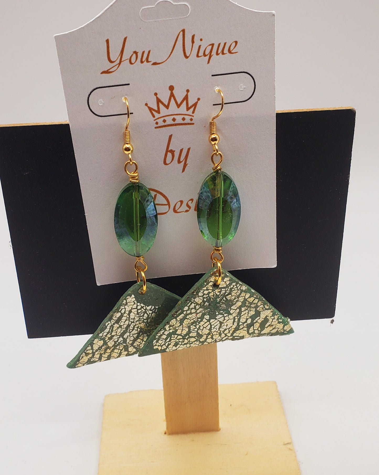 Geo Shaped Pyramid Luxe Mint Green Earrings
