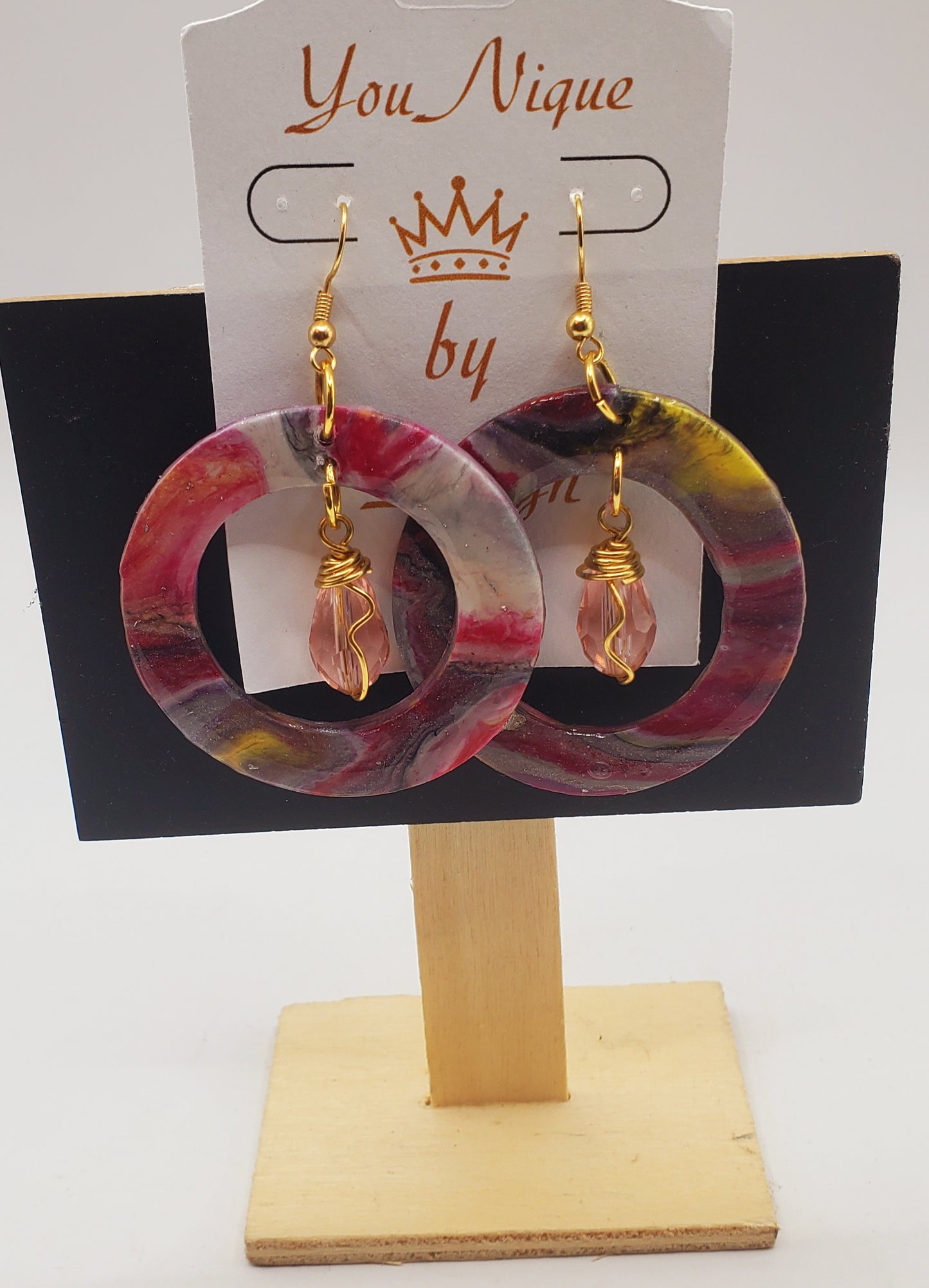 Multi Color Polymer Clay Hoop Earrings