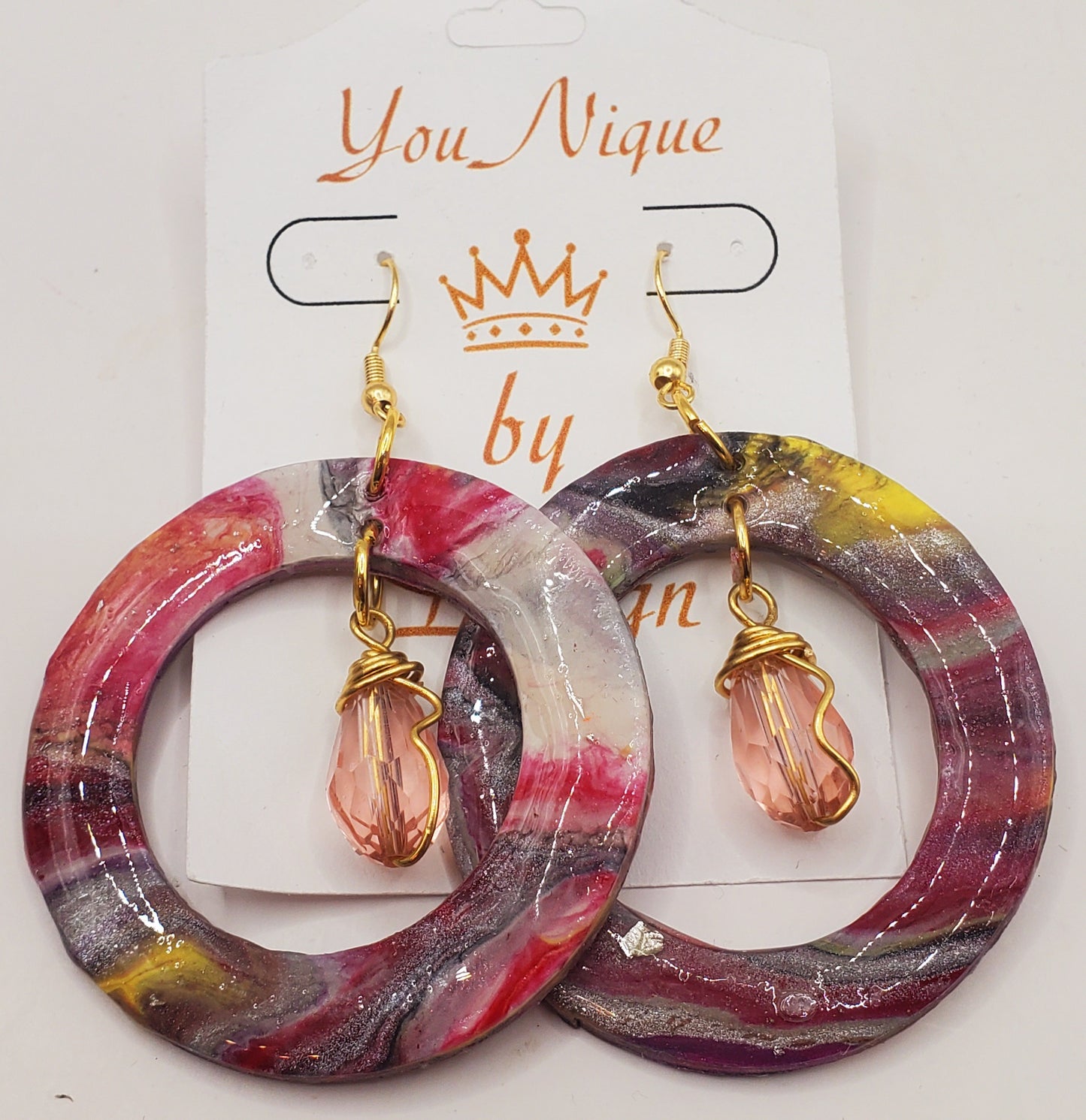 Multi Color Polymer Clay Hoop Earrings