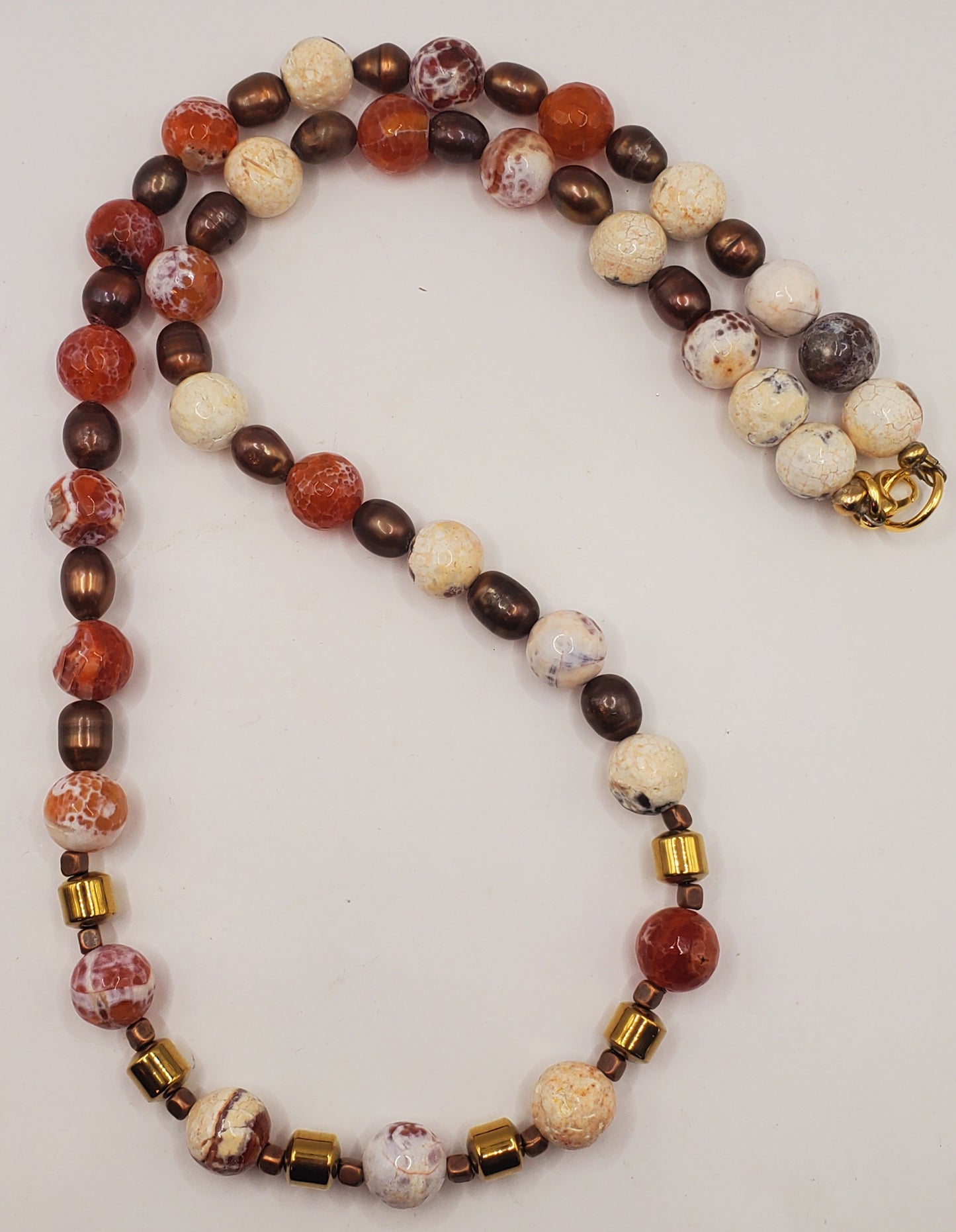 Multi-Colored Petrified Marbled Men's Necklace