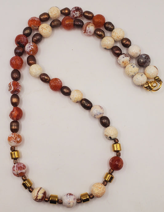 Multi-Colored Petrified Marbled Men's Necklace