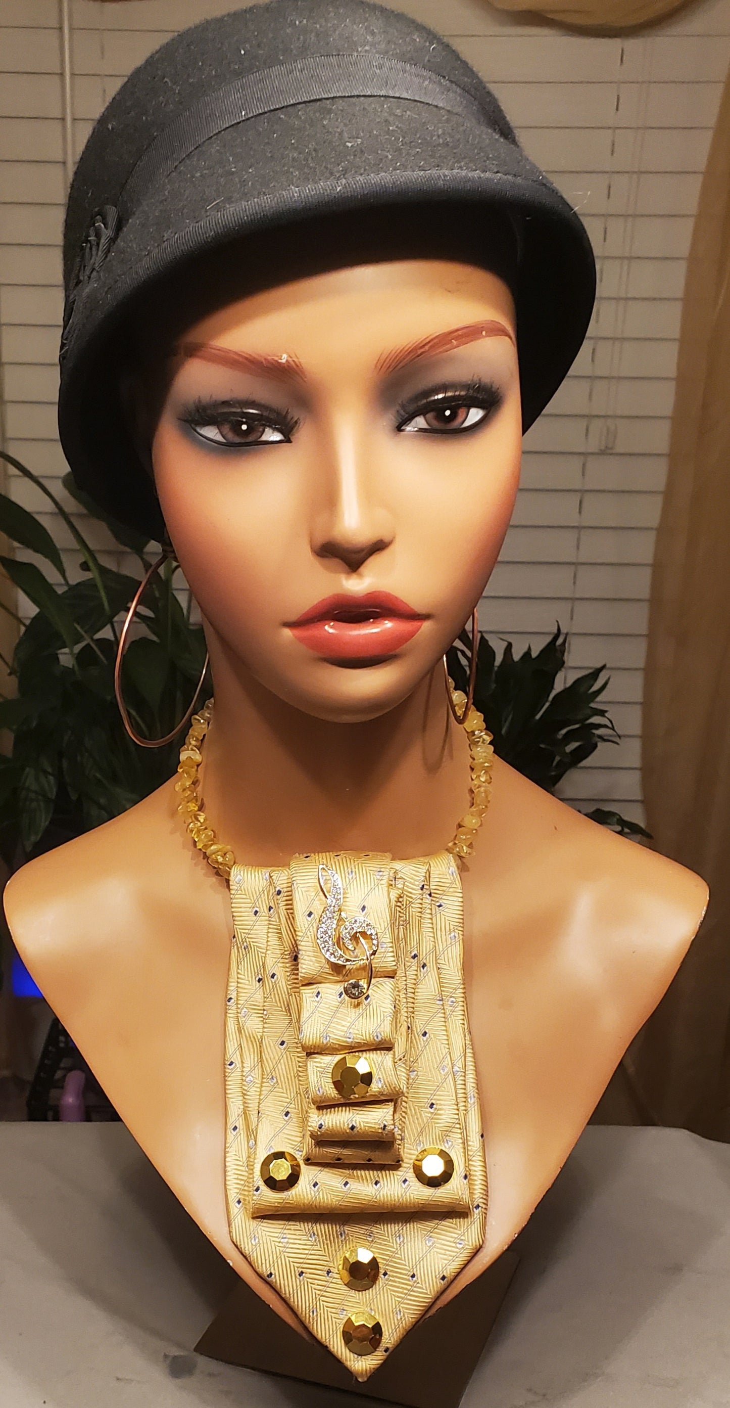 Sunshine Yellow Necktie Necklace W/Pendant