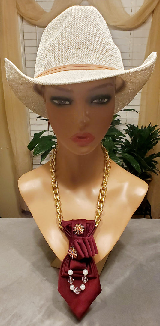 Crimson Bordeaux Necktie Necklace