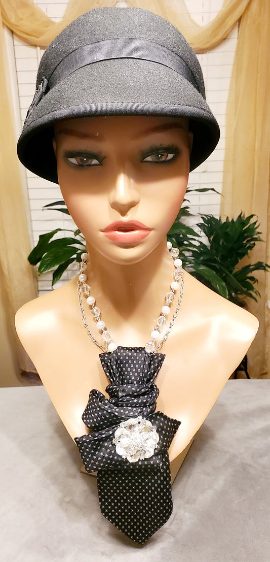 The Ambassador Black Printed Necktie Necklaces