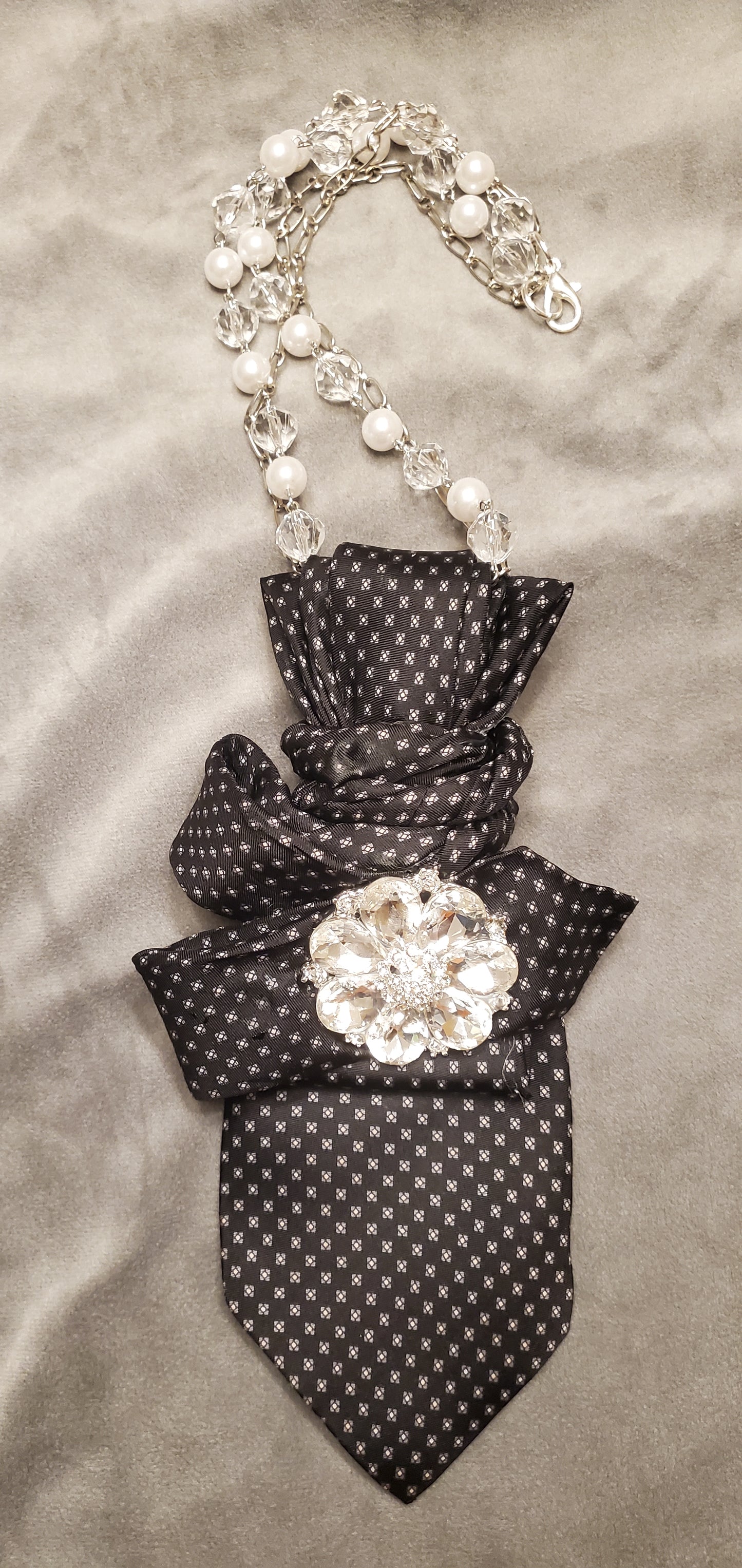 The Ambassador Black Printed Necktie Necklaces