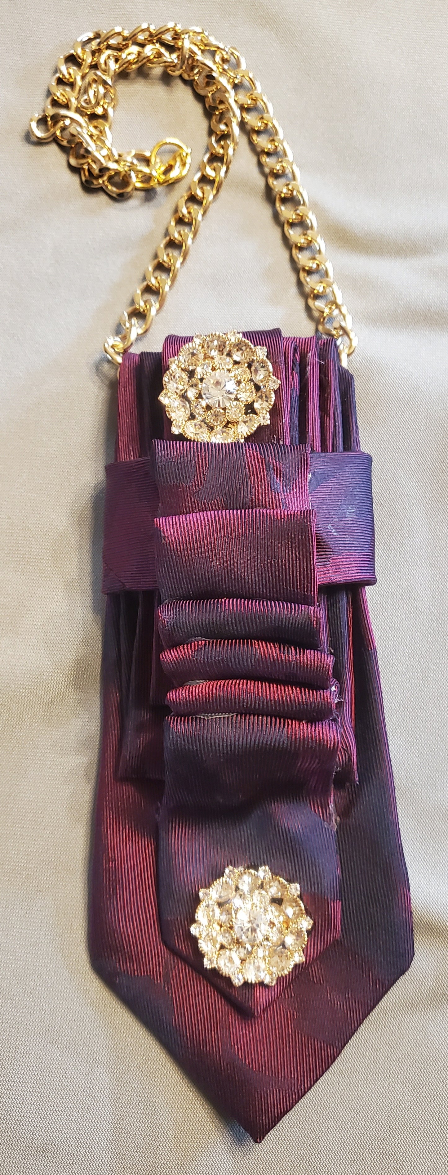 Shimmers of Red Wine Necktie Necklace
