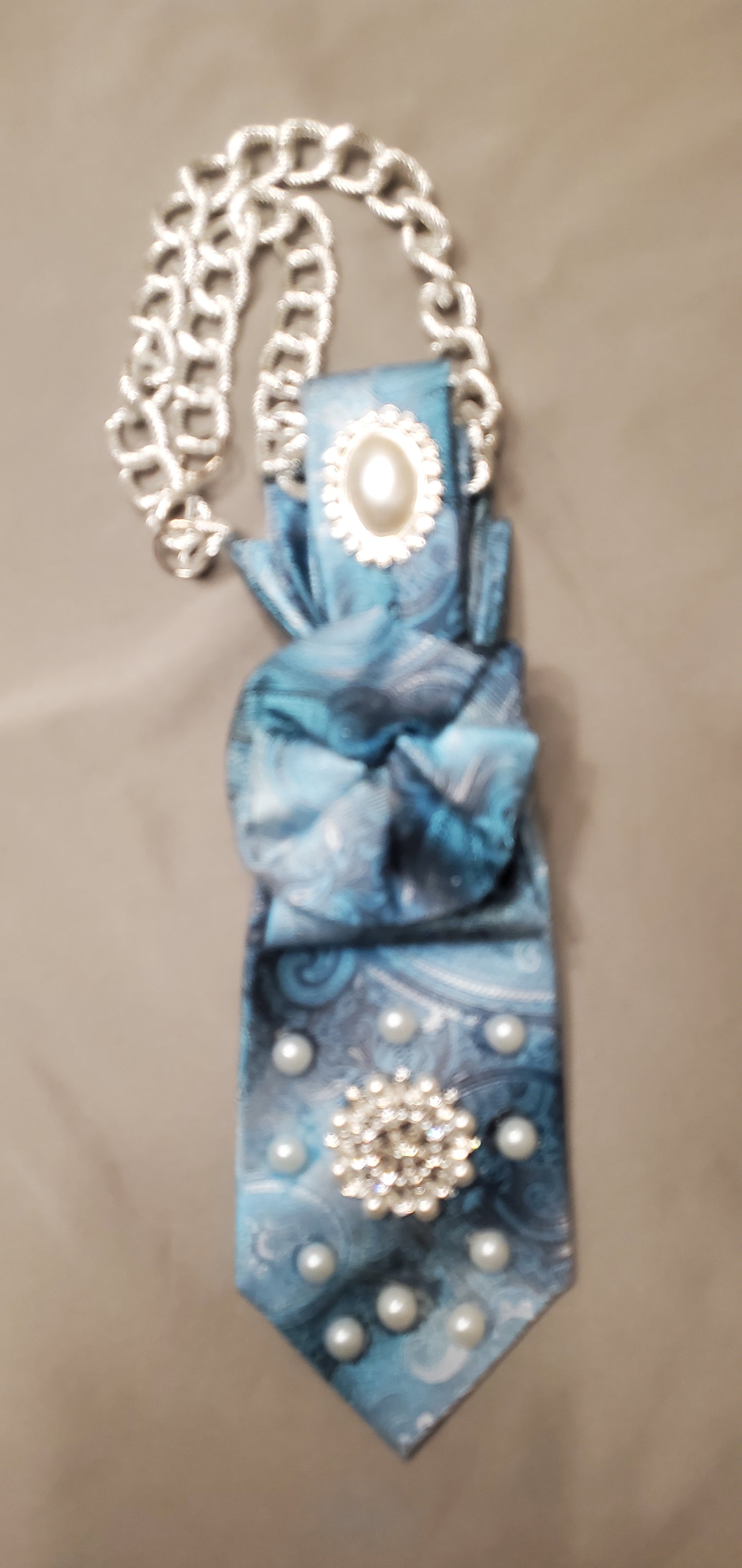 Paisley Blues Necktie Necklace
