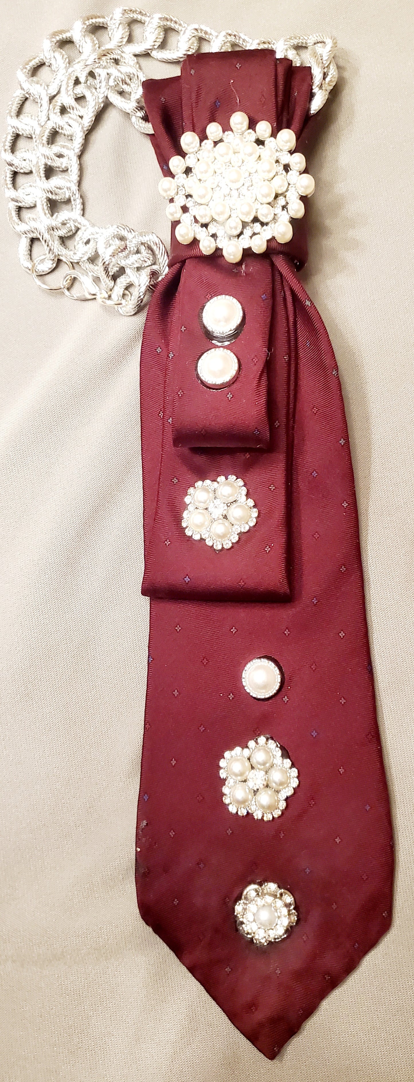 Bordeaux Red Necktie Necklace