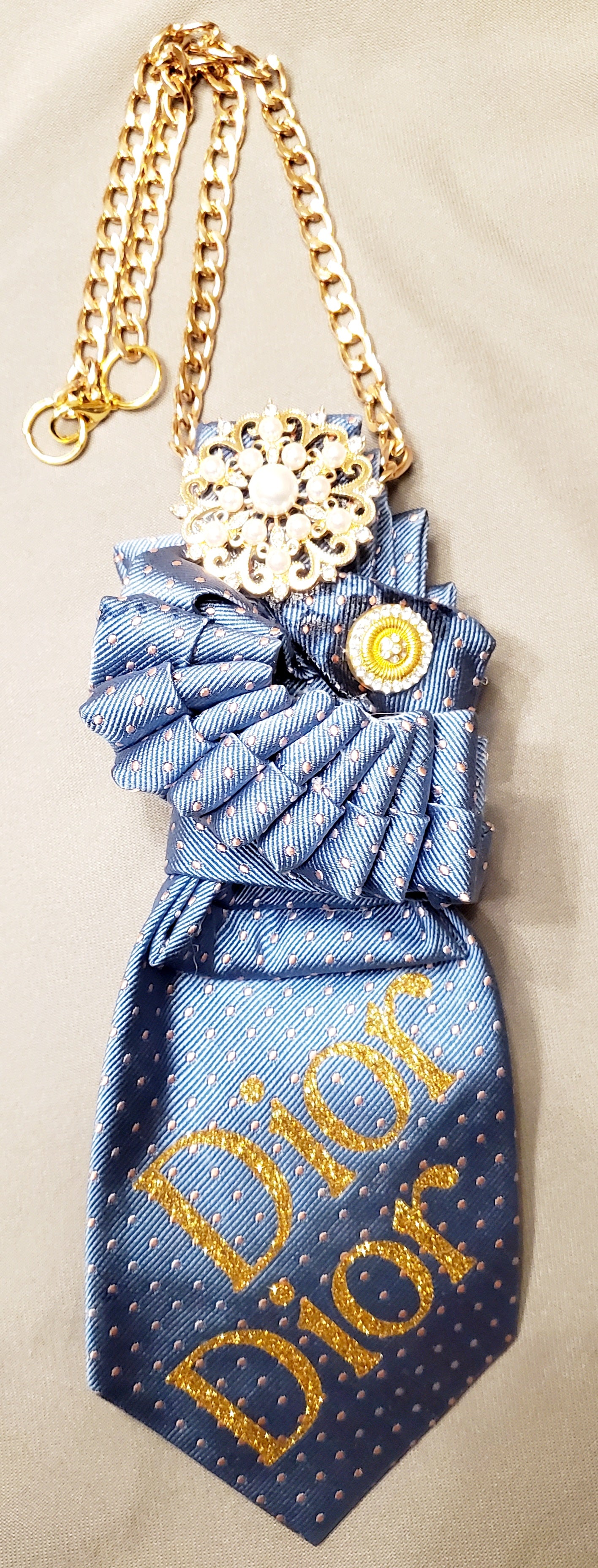 Fanned Baby Blue Necktie Necklace