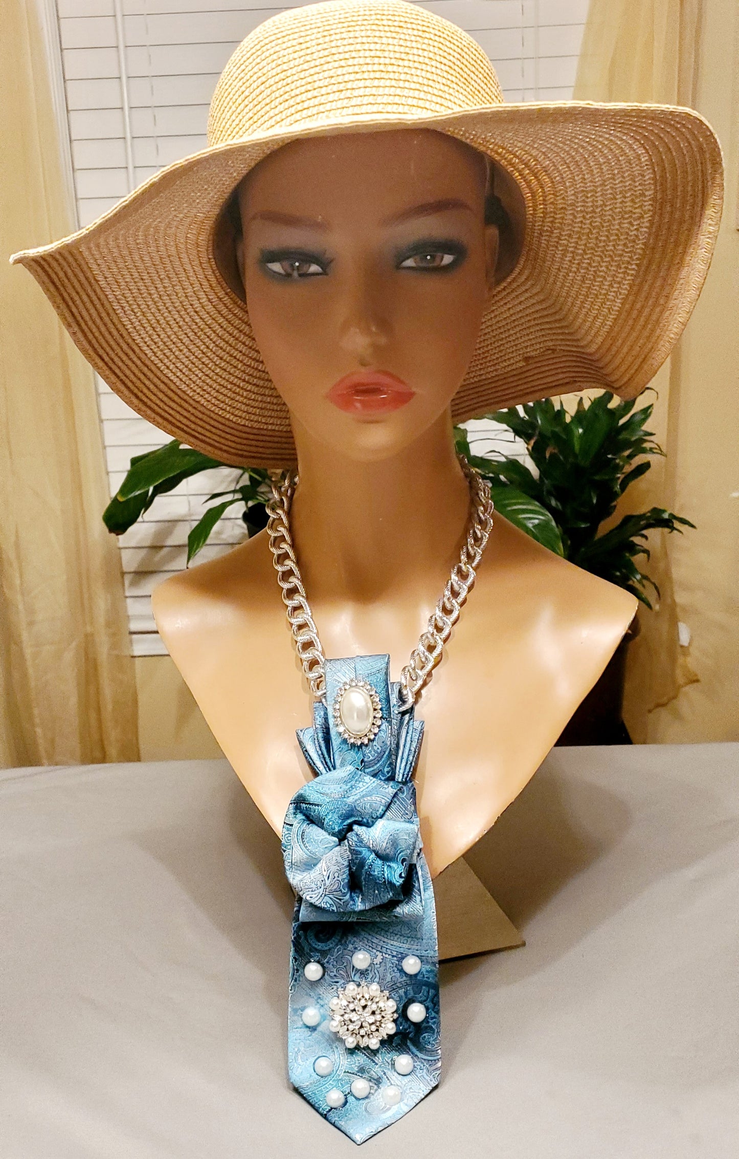 Paisley Blues Necktie Necklace