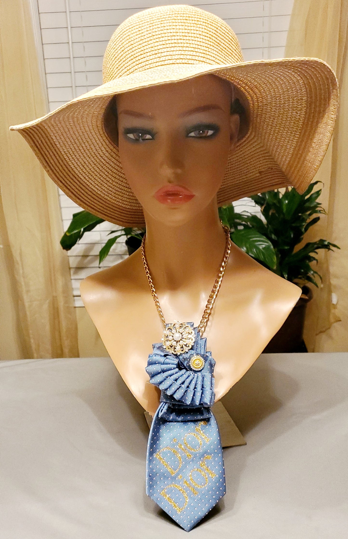 Fanned Baby Blue Necktie Necklace