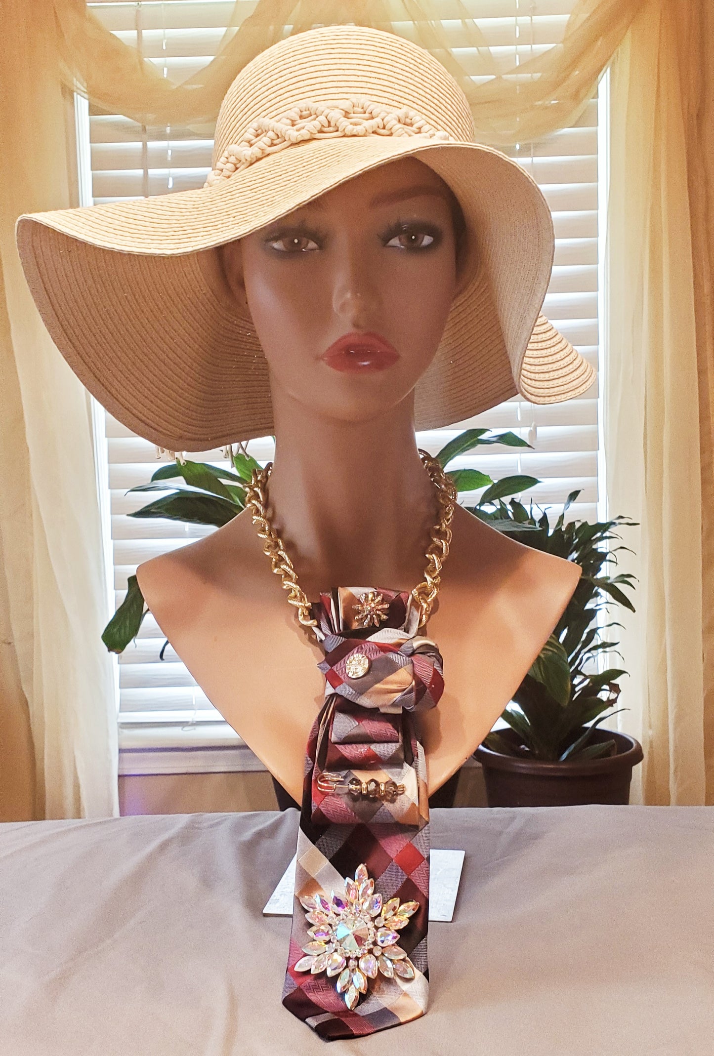 Kaleidoscope Plaid necktie Necklace