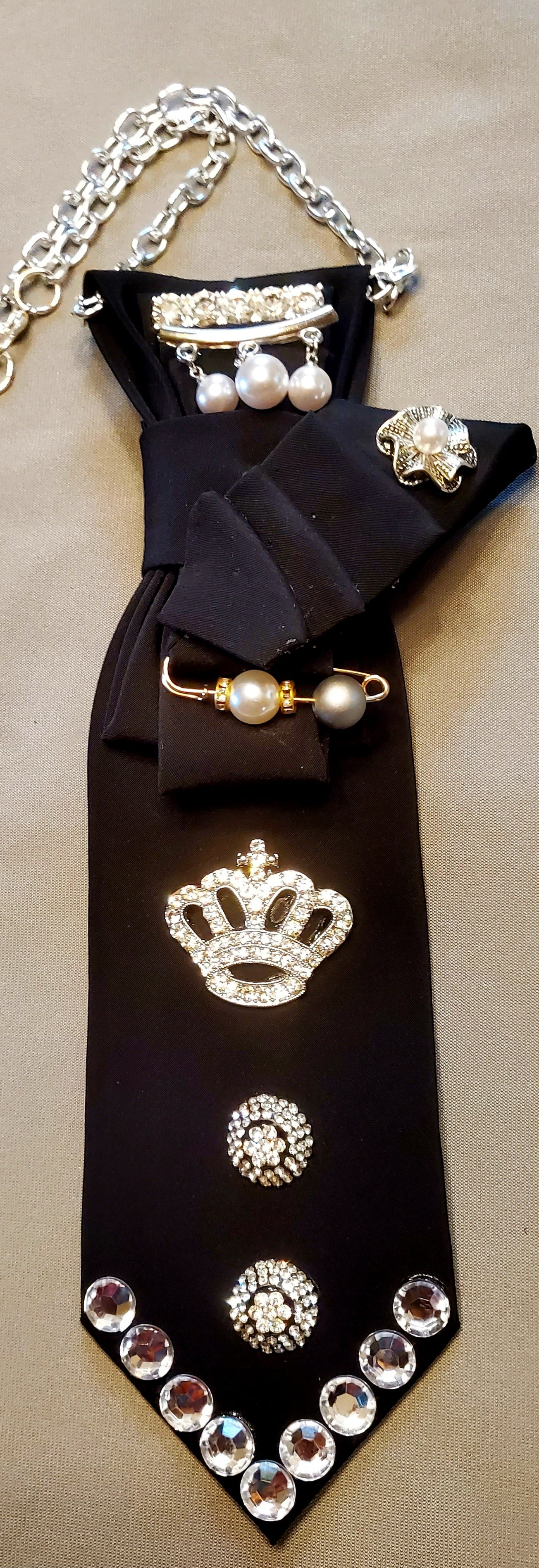 Classic Black Onyx Necktie Necklace