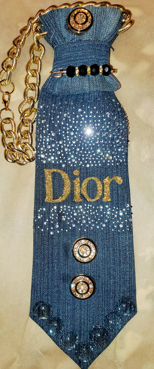 Luxury Denim Dior Glam Necktie Necklace for Women