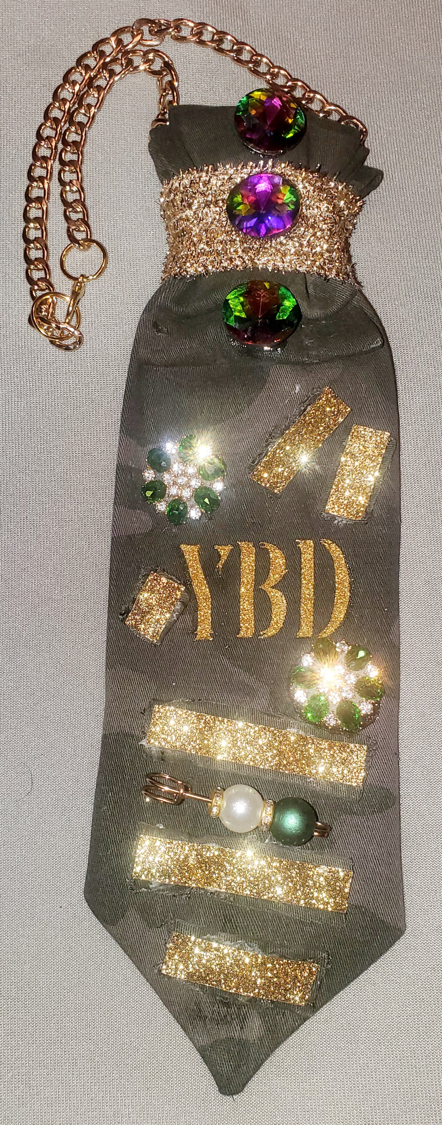 YBD Golden Trim Camo Women's Necktie Necklace
