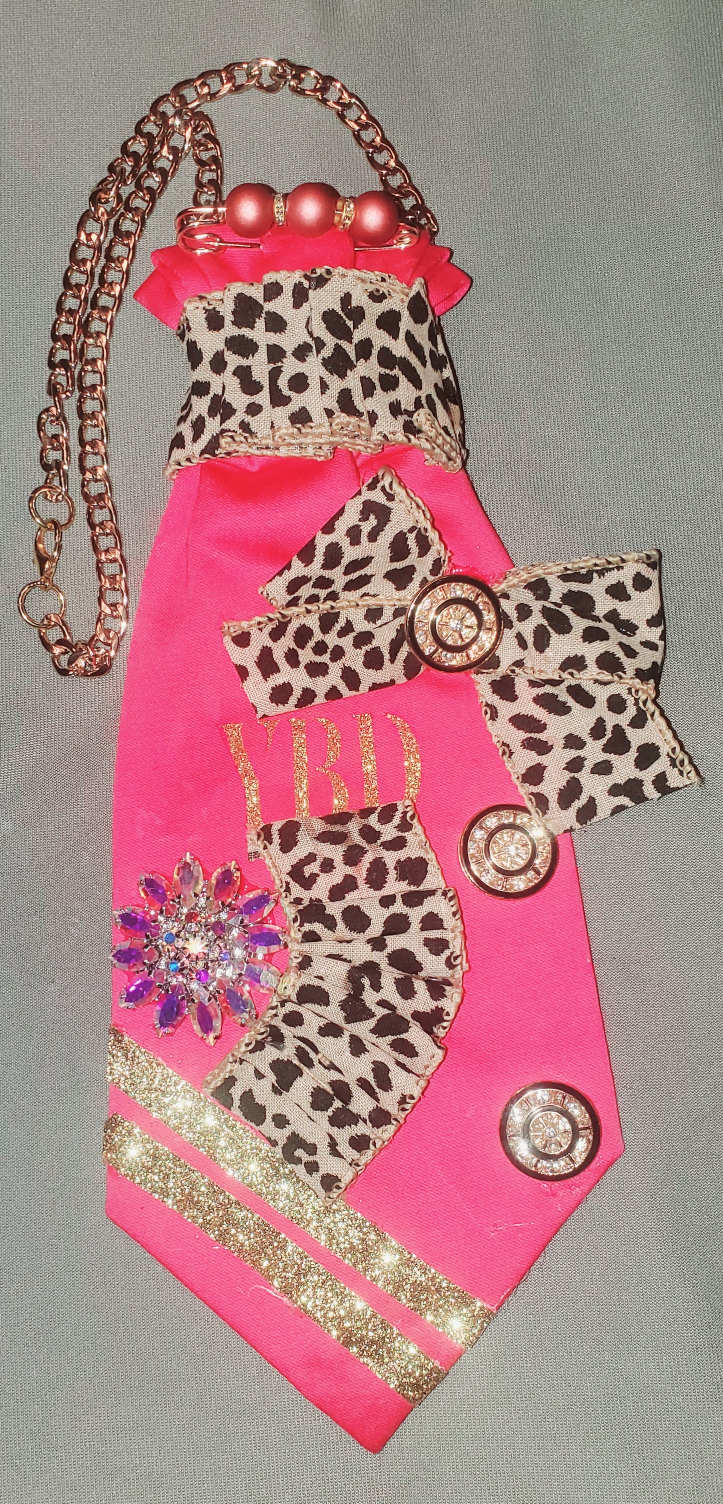 Cheetah Inspired Pink Necktie Necklace Women