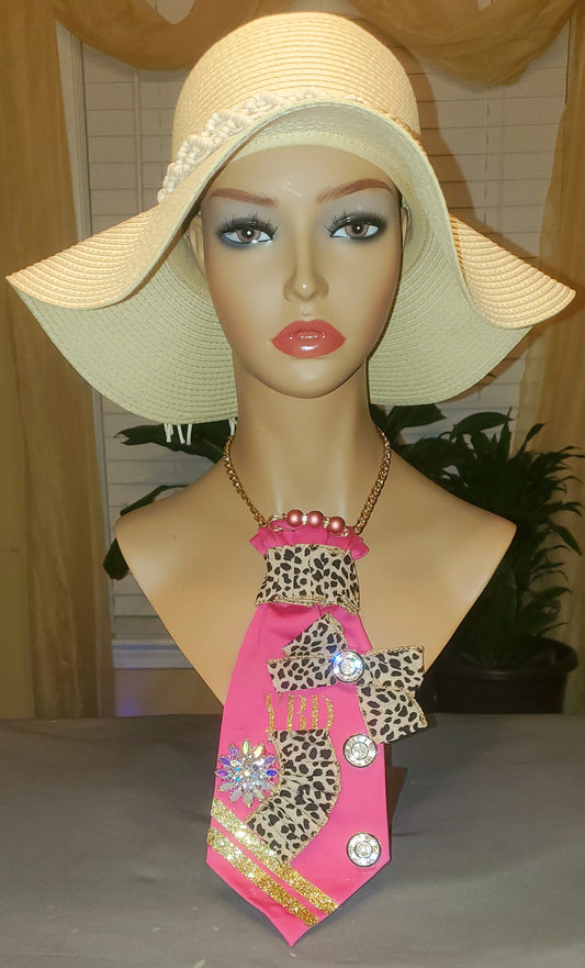 Cheetah Inspired Pink Necktie Necklace Women