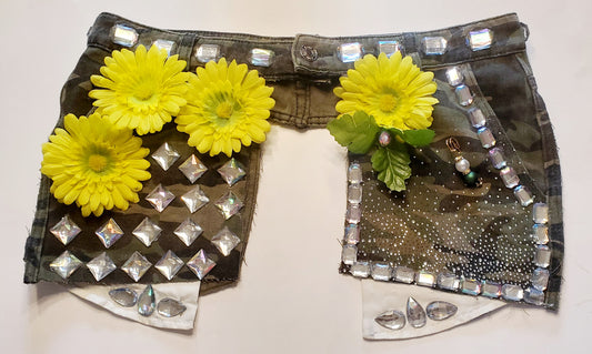 Camouflage Denim Floral Belt - M Size 9-10