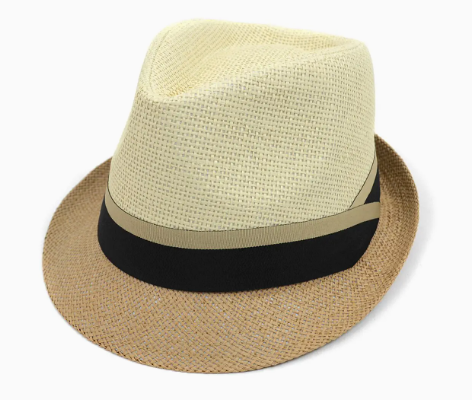 All Weather Woven 2-Tone Fashion Fedora with Taupe & Black