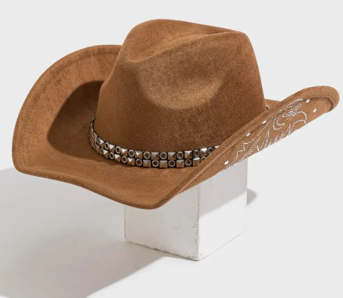 Studded Strap Rhinestone Decor Western Cowboy Hat