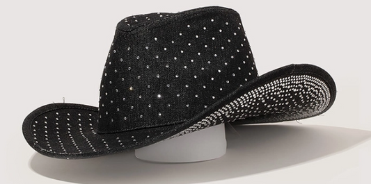 Rhinestone Studded Black Cowboy Hat