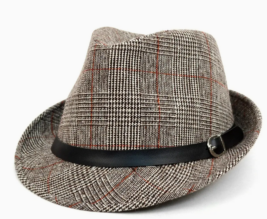 Fall/Winter Brown & Beige Herringbone Trilby Fedora