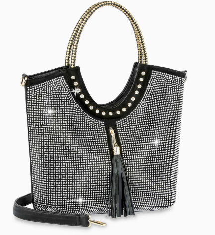 Large Black Rhinestone Handbag