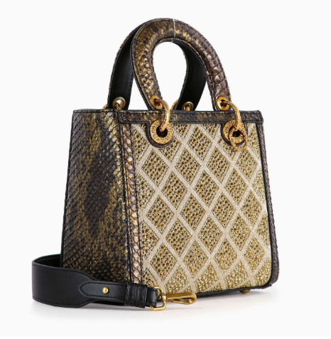 Gold Plaid Rhinestone Evening Bag