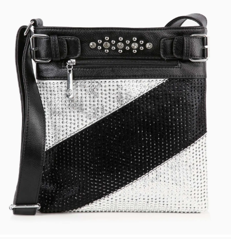 Bold Rhinestone Accent Crossbody Sling