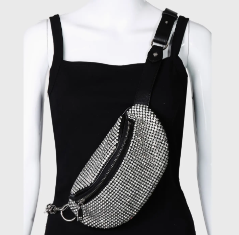 Pave Rhinestone Studded Fanny Pack Bag