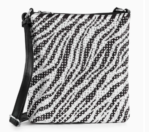 Rhinestone Zebra Patterned Crossbody Sling Zebra