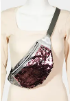 Sequin Front Single Zipper Fanny Pack PK