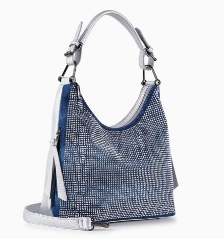 Rhinestone Accented Hobo Handbag