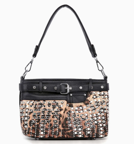 Belted Rhinestone Shoulder Bag