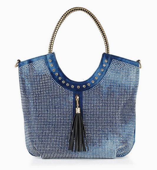 Decorative Rhinestone and Tassel Tote